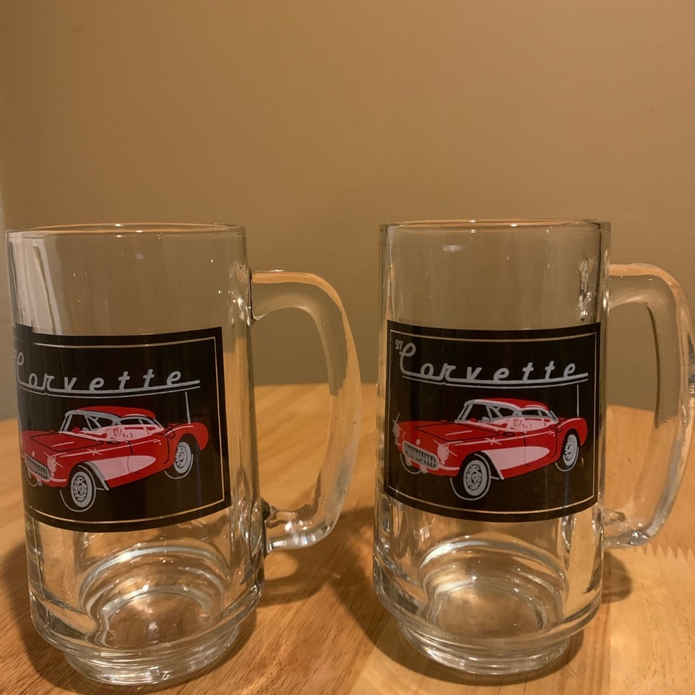 Two 1957 Corvette Beer Glasses